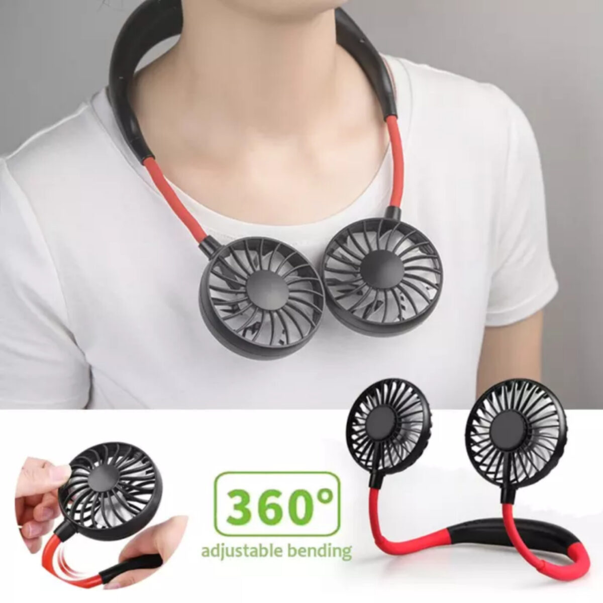 Hanging Neck Fan for Kitchen | Folding Handheld Fan Wearable Portable Neckband Mini Fan USB - Image 2